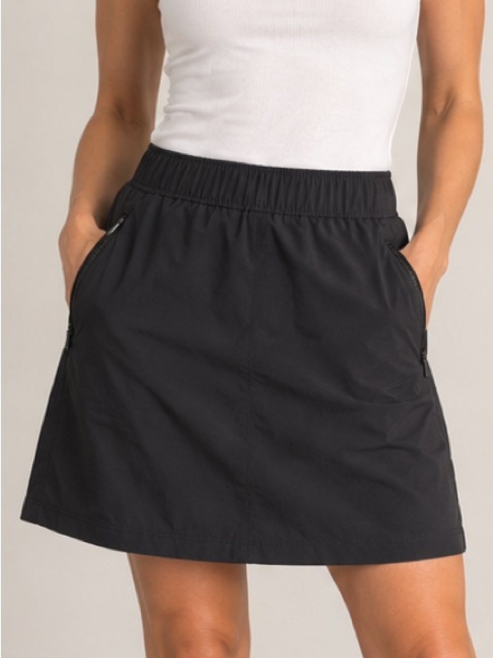 Eddie Bauer Black Active Skort Size 10 Zip Pockets Built In Shorts